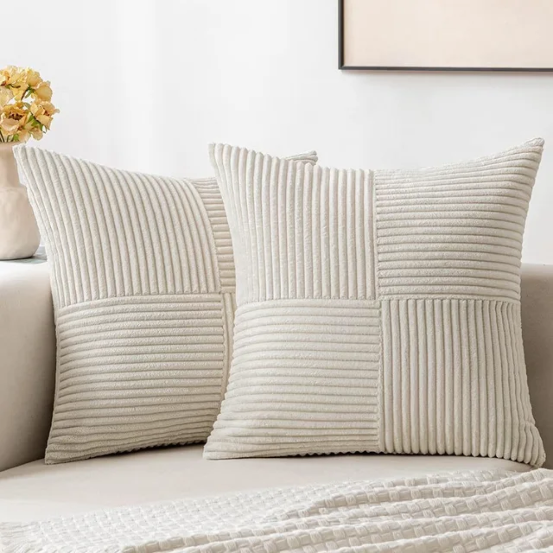 Plush Cushion | Corduroy Patchwork Square Cushion Cover