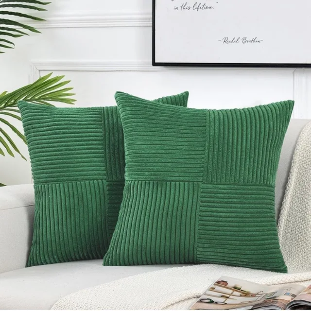 Plush Cushion | Corduroy Patchwork Square Cushion Cover