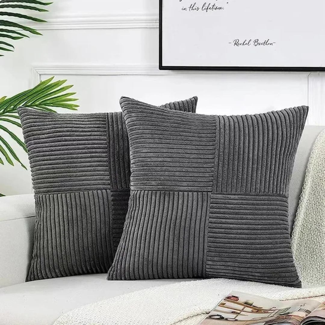 Plush Cushion | Corduroy Patchwork Square Cushion Cover