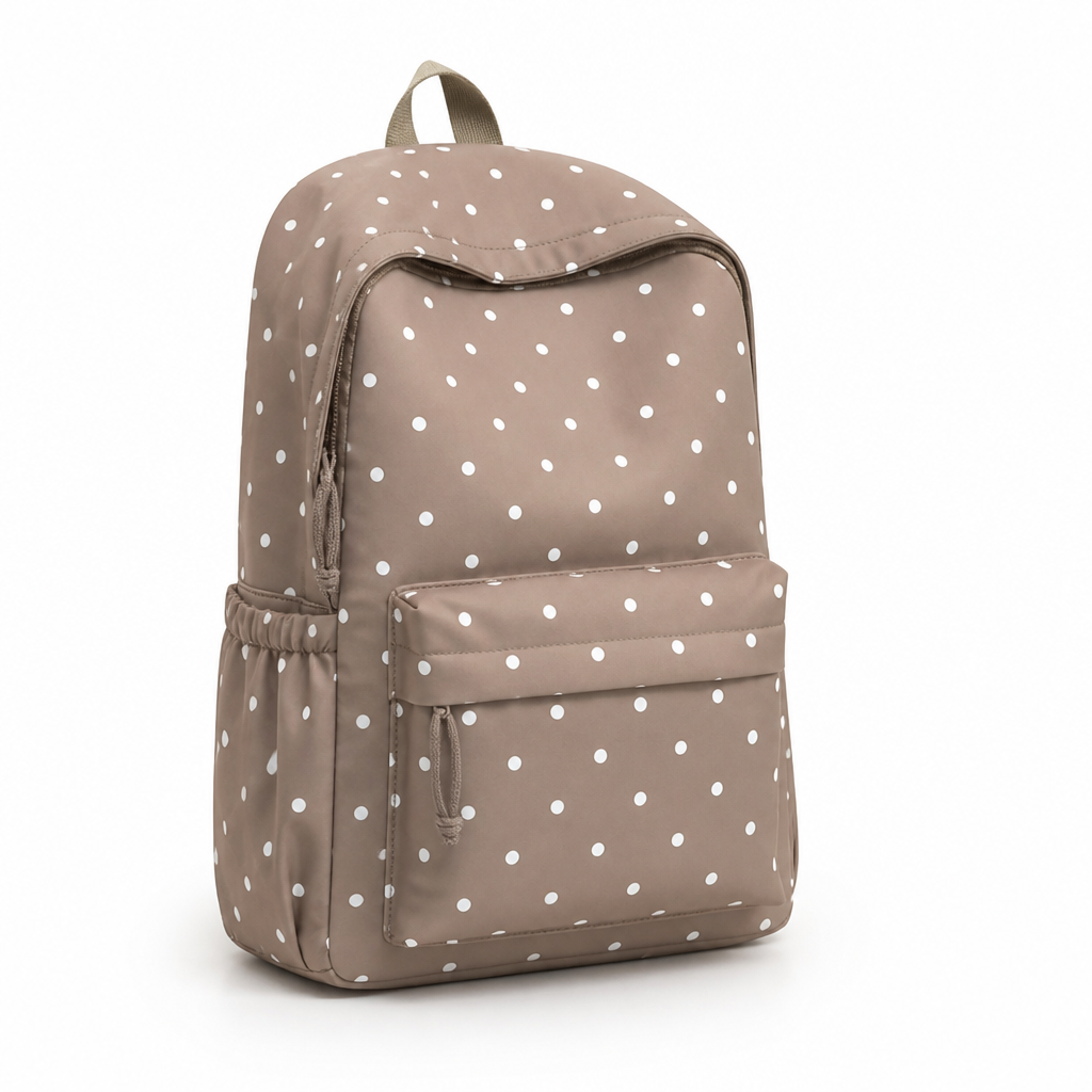 Polka Dot Backpack | Lightweight Large-Capacity Design with Adjustable Straps | Secure Zipper Closure for Everyday Carry