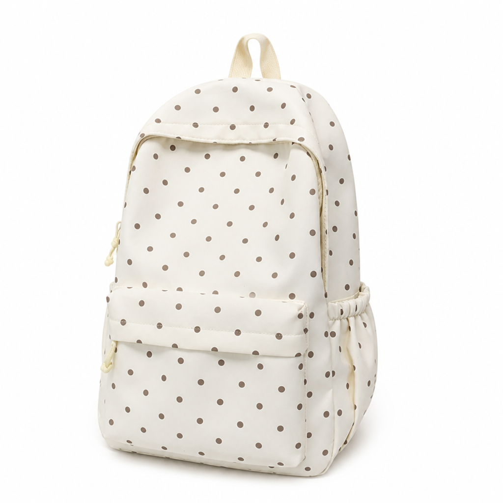 Polka Dot Backpack | Lightweight Large-Capacity Design with Adjustable Straps | Secure Zipper Closure for Everyday Carry