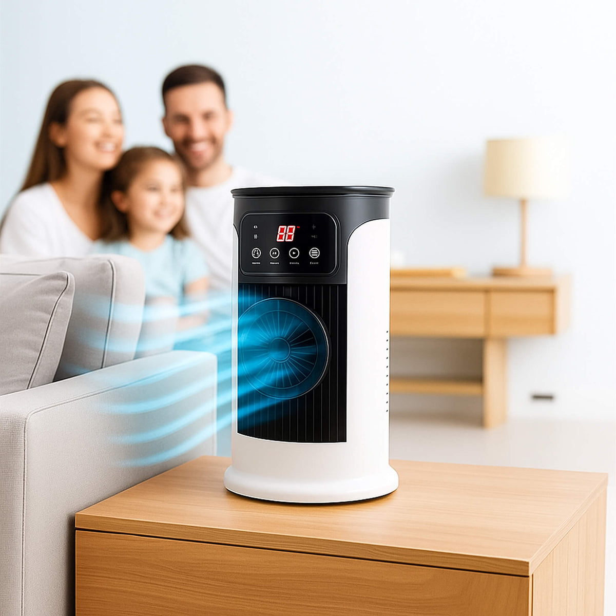 Portable Air Cooler | Windowless 5-in-1 Cooling & Humidifier | 300ml Tank, Caster Wheels, Ultra-Quiet Under 23dB