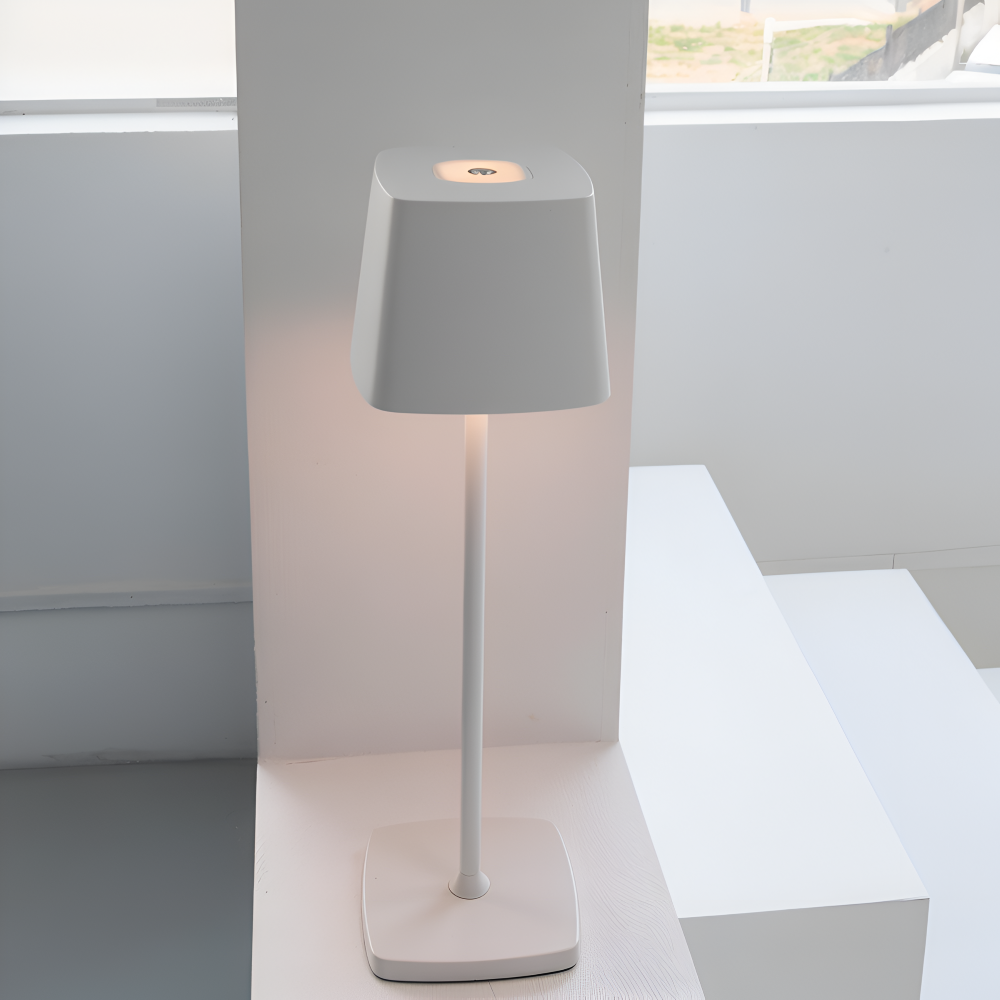 Portable LED Table Lamp Aluminium Alloy 10.5 x 37 cm | Black, White or Brown | Cordless Touch Dimming, 12-Hour Battery