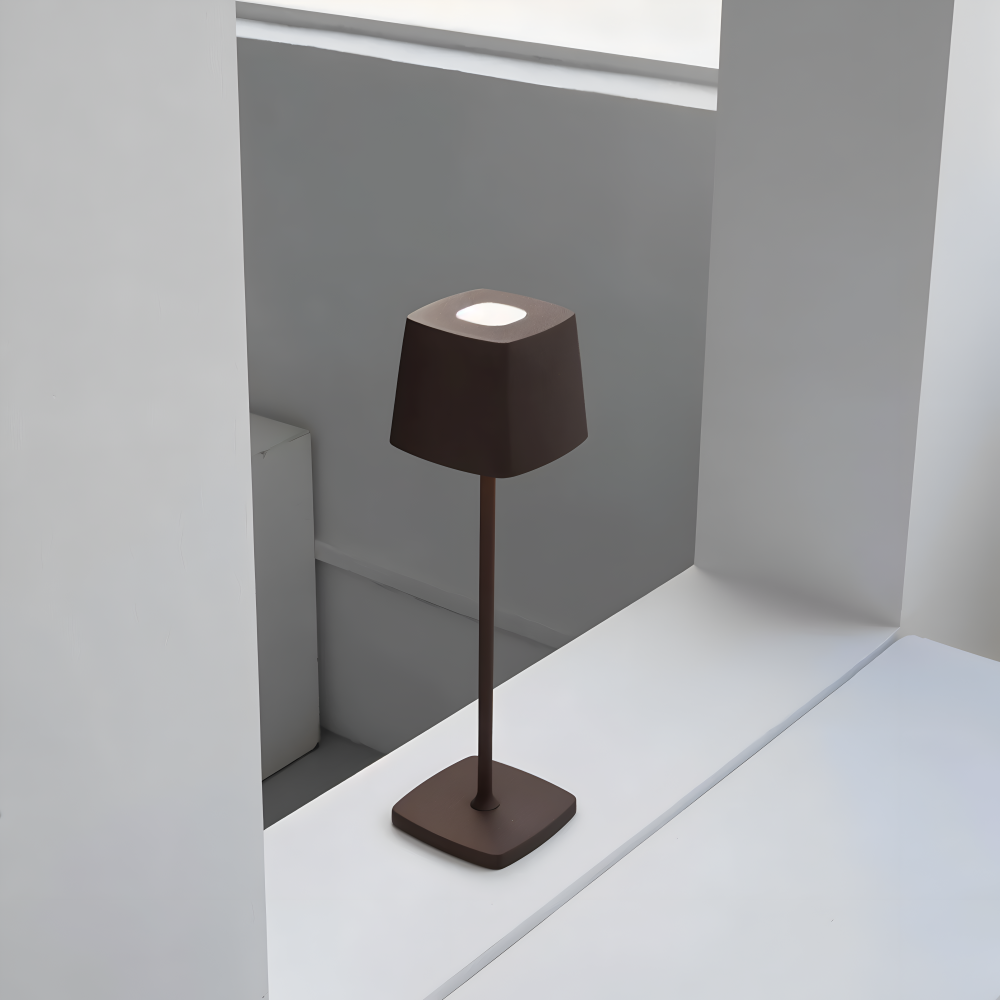 Portable LED Table Lamp Aluminium Alloy 10.5 x 37 cm | Black, White or Brown | Cordless Touch Dimming, 12-Hour Battery