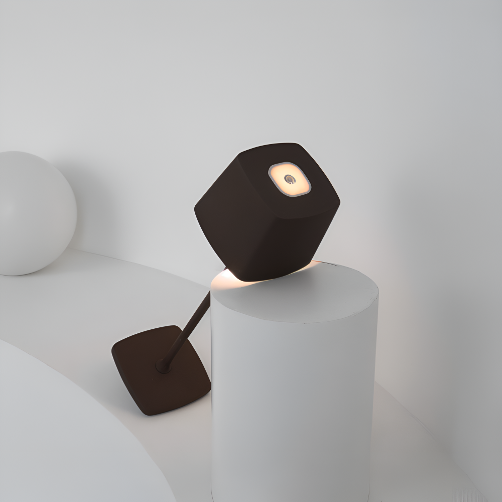 Portable LED Table Lamp Aluminium Alloy 10.5 x 37 cm | Black, White or Brown | Cordless Touch Dimming, 12-Hour Battery