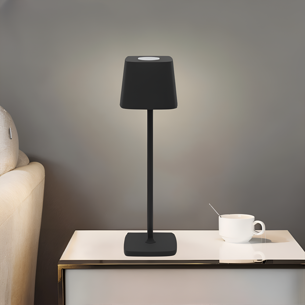 Portable LED Table Lamp Aluminium Alloy 10.5 x 37 cm | Black, White or Brown | Cordless Touch Dimming, 12-Hour Battery