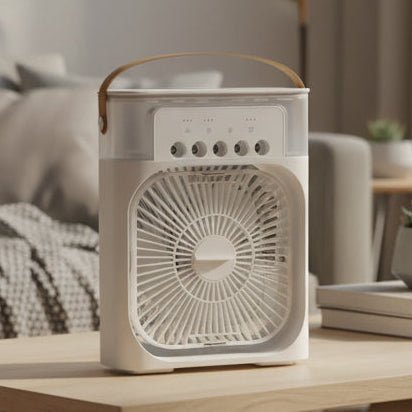 Portable Mini Humidifier Fan | Square Grille, Carry Handle