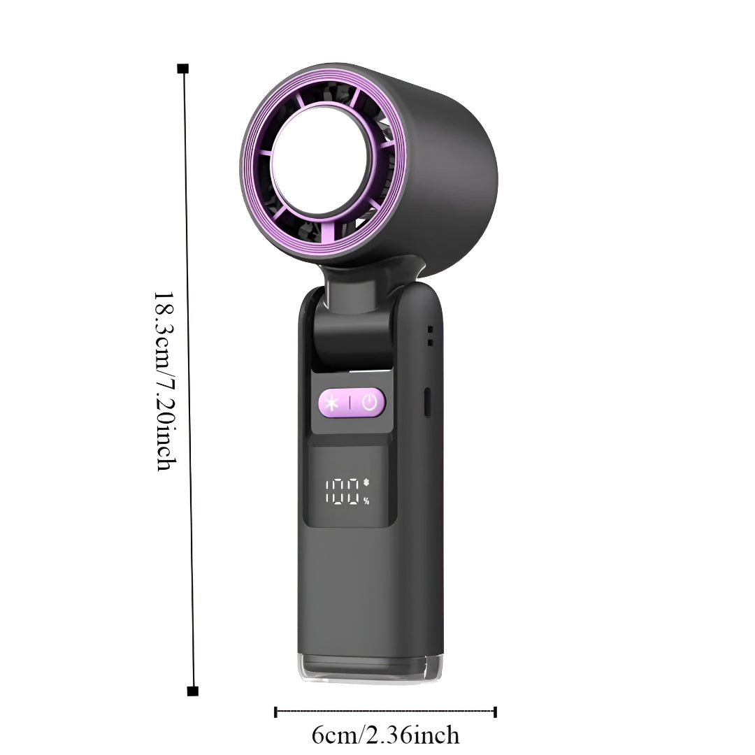 Portable Rechargeable Handheld Fan | USB-C Charging, Digital Display | 4000 mAh Battery, Cooling Plate, 3-in-1 Use