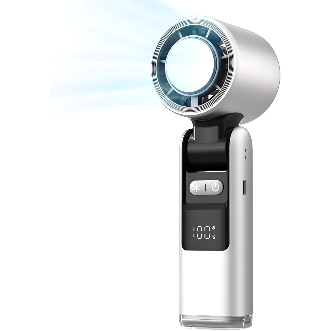 Portable Rechargeable Handheld Fan | USB-C Charging, Digital Display | 4000 mAh Battery, Cooling Plate, 3-in-1 Use
