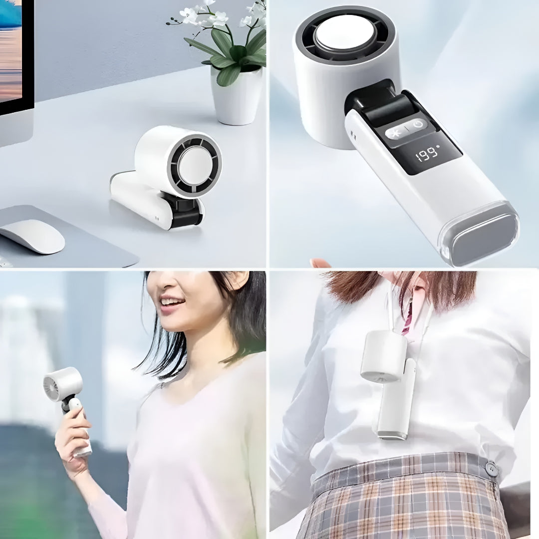 Portable Rechargeable Handheld Fan | USB-C Charging, Digital Display | 4000 mAh Battery, Cooling Plate, 3-in-1 Use