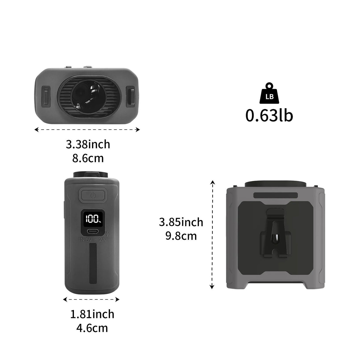 Portable Waist Fan with Power Bank and LED Light | 5-Speed Cooling, 6.5 m/s Airflow | 10000mAh Battery, IPX4 Waterproof