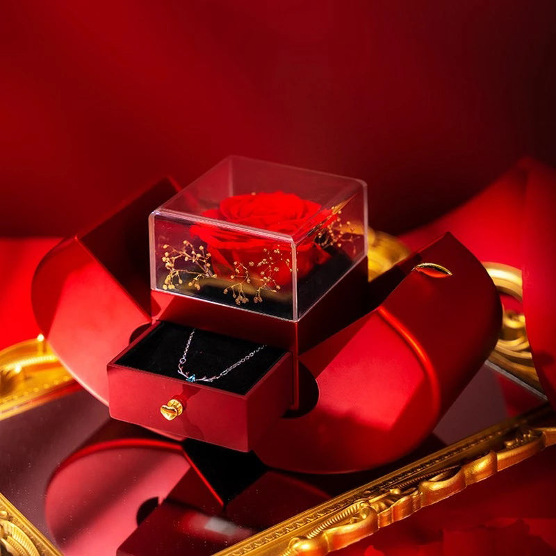 Preserved Rose Jewellery Gift Box | Includes Matching Earrings Set | A Long-Lasting Keepsake That Stays Fresh Up To 5 Years