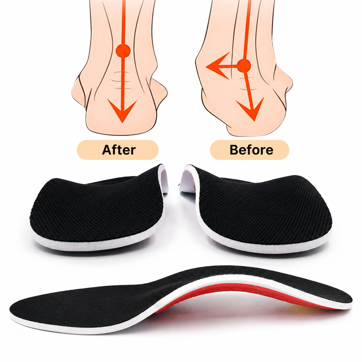 Pressure Relief Insoles for Everyday Wear | Ergonomic Arch Support Design | Even Pressure Distribution & Cushioning