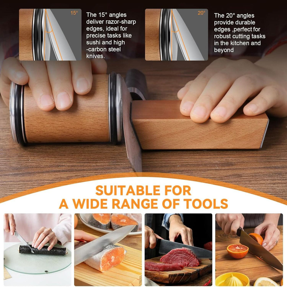 Professional Knife Sharpener | Rolling Sharpener with Magnetic Angle Block