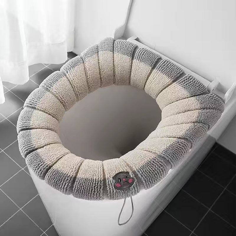 Pumpkin Pattern Toilet Seat Cover Stretch Fabric | Soft Warm Cushion for Standard Seats | Easy Install Autumn Bathroom Décor
