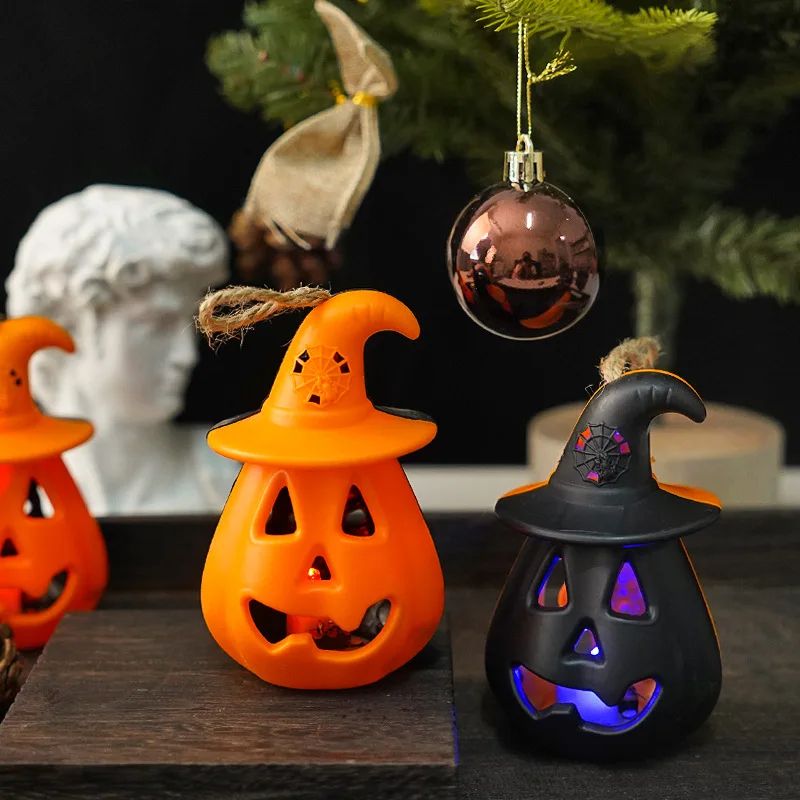 Pumpkin Skull LED Night Lantern Halloween Décor | Battery Powered Flameless Design | Portable Indoor Kids Room & Party Light