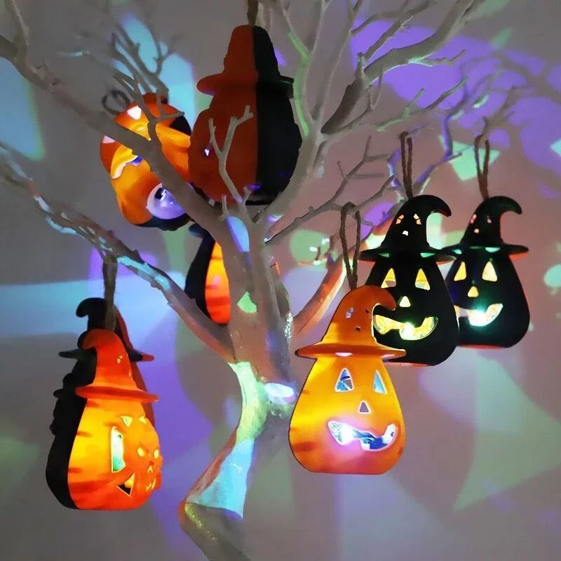 Pumpkin Skull LED Night Lantern Halloween Décor | Battery Powered Flameless Design | Portable Indoor Kids Room & Party Light