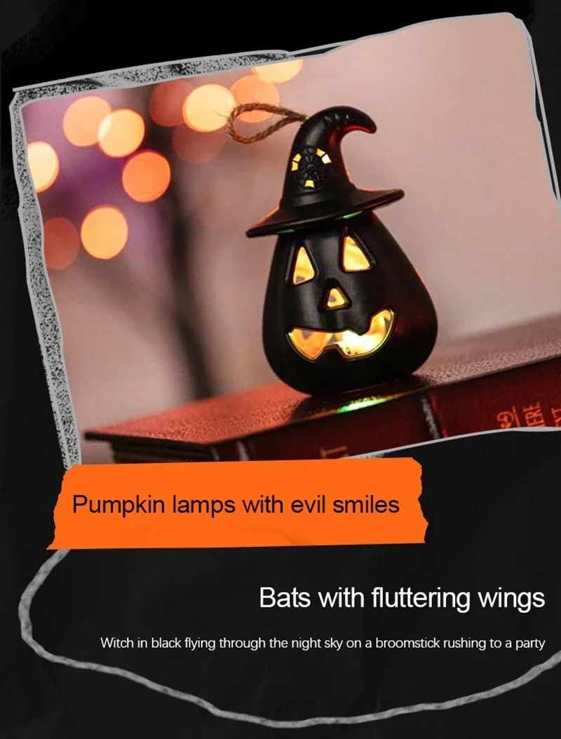 Pumpkin Skull LED Night Lantern Halloween Décor | Battery Powered Flameless Design | Portable Indoor Kids Room & Party Light
