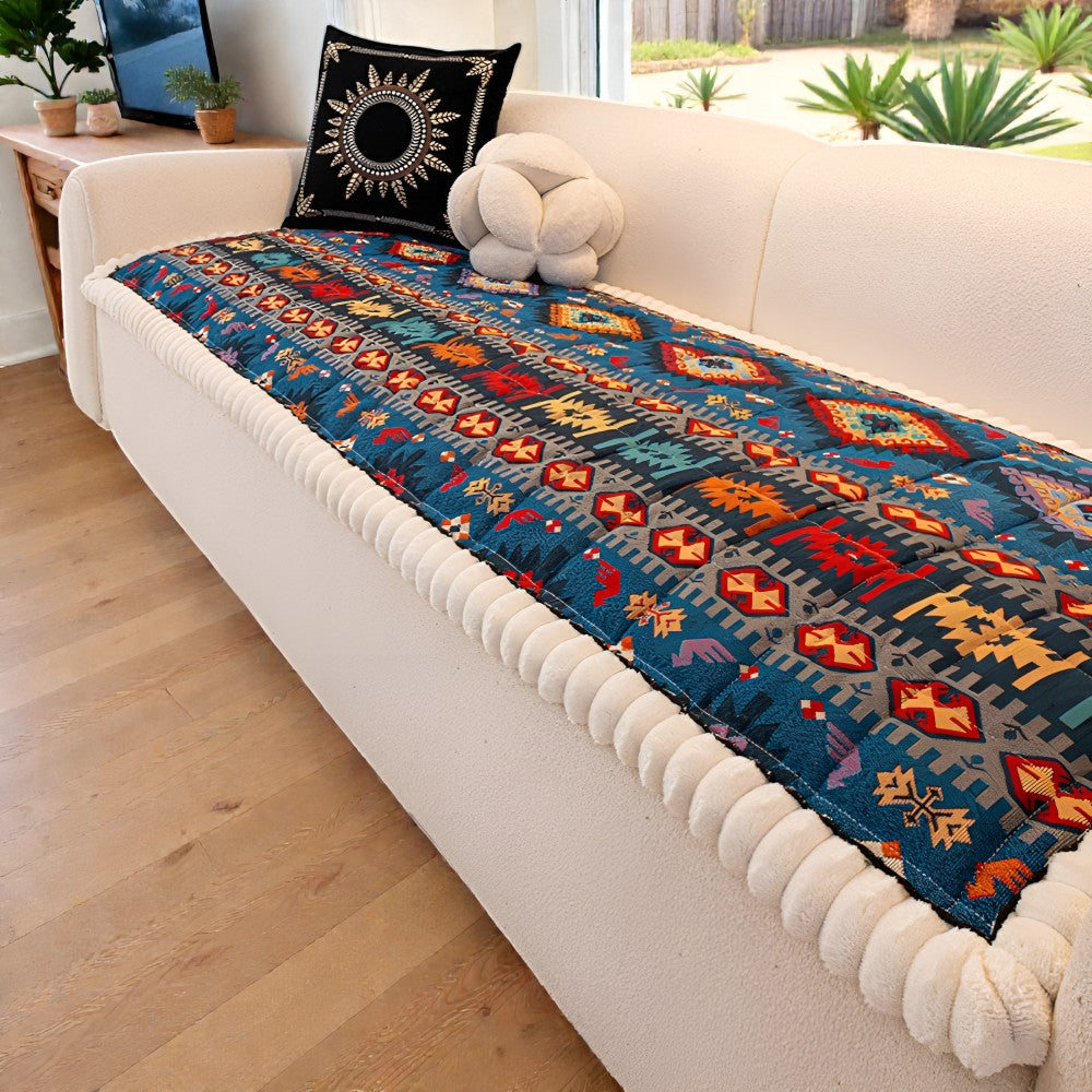Quilted Sofa Cover | CozyFit Ethnic Pattern Couch Protector
