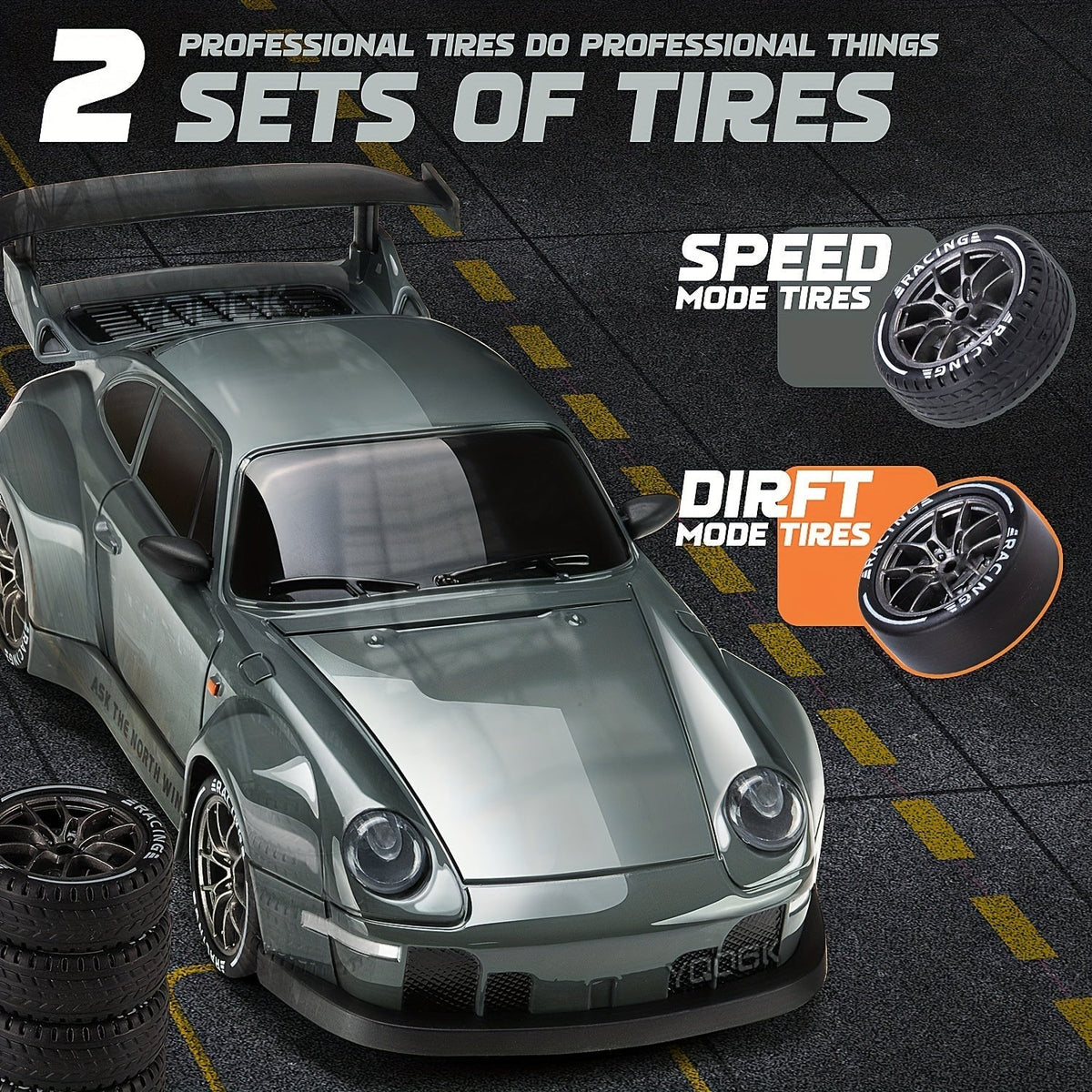 RC Drift Car 1:24 Scale | 4WD System with LED Wheels | USB Rechargeable Battery for Indoor and Outdoor Racing Fun
