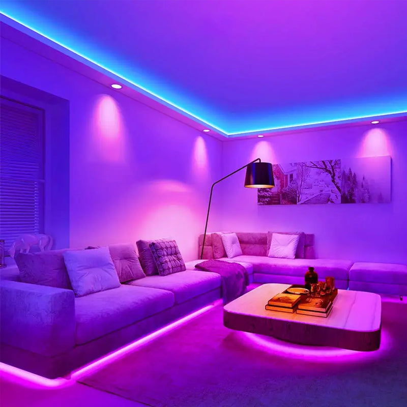 RGB LED Strip Light | Bluetooth App and Remote Control | Cuttable, Flexible Tape with Self-Adhesive Backing for Any Surface