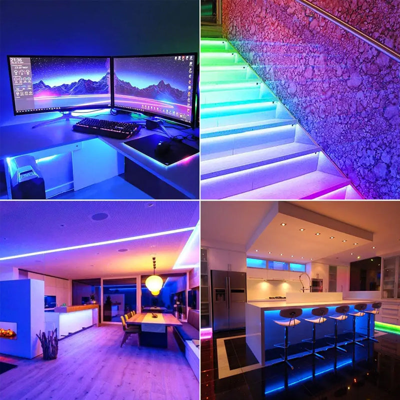 RGB LED Strip Light | Bluetooth App and Remote Control | Cuttable, Flexible Tape with Self-Adhesive Backing for Any Surface