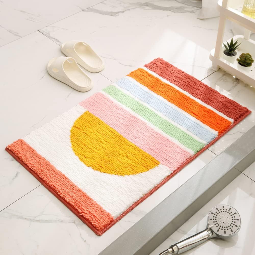 Rainbow Comfort - Microfiber Bath Mat - Non-Slip Backing, 50x80 cm