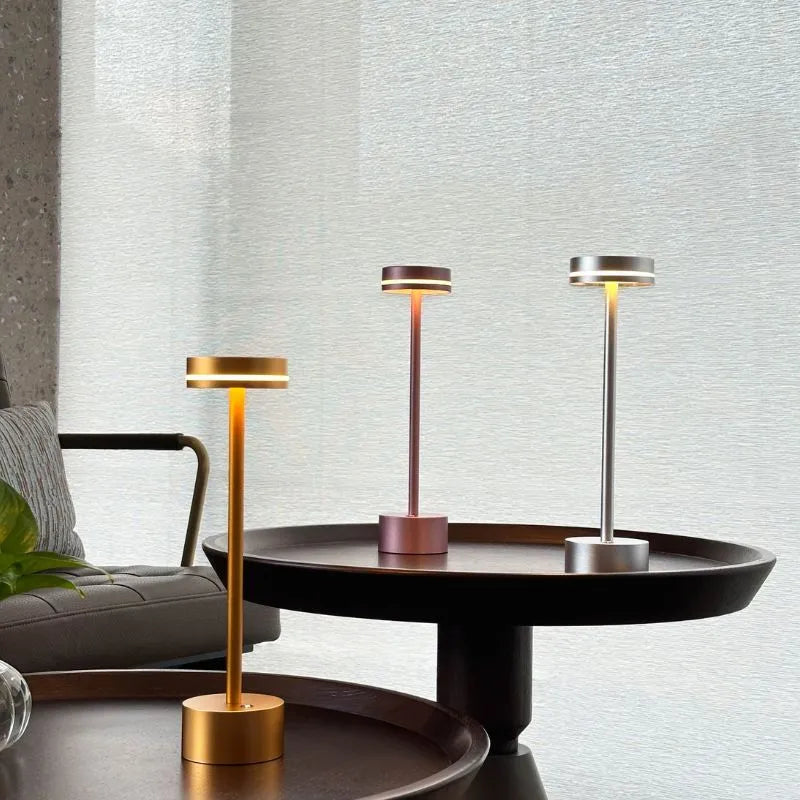 Rechargeable LED Table Lamp Aluminium 31 x 8 cm | 5 Colours, Touch Dimmable | 12-16 Hour Battery, USB Cordless