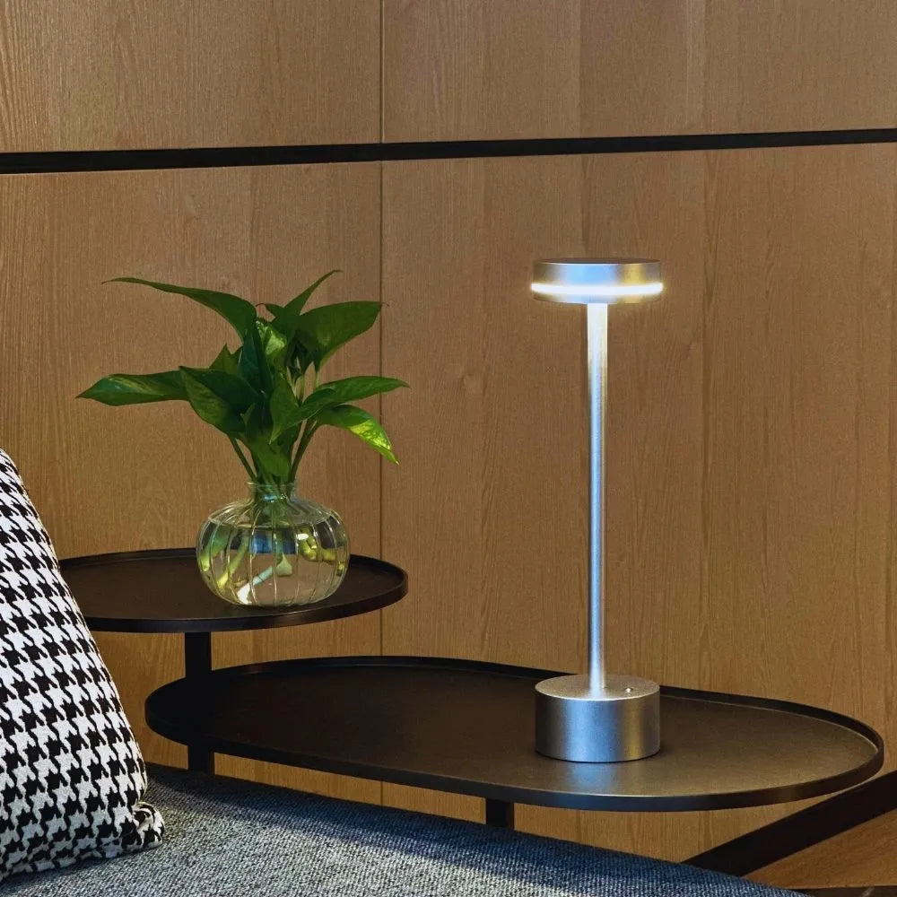 Rechargeable LED Table Lamp Aluminium 31 x 8 cm | 5 Colours, Touch Dimmable | 12-16 Hour Battery, USB Cordless