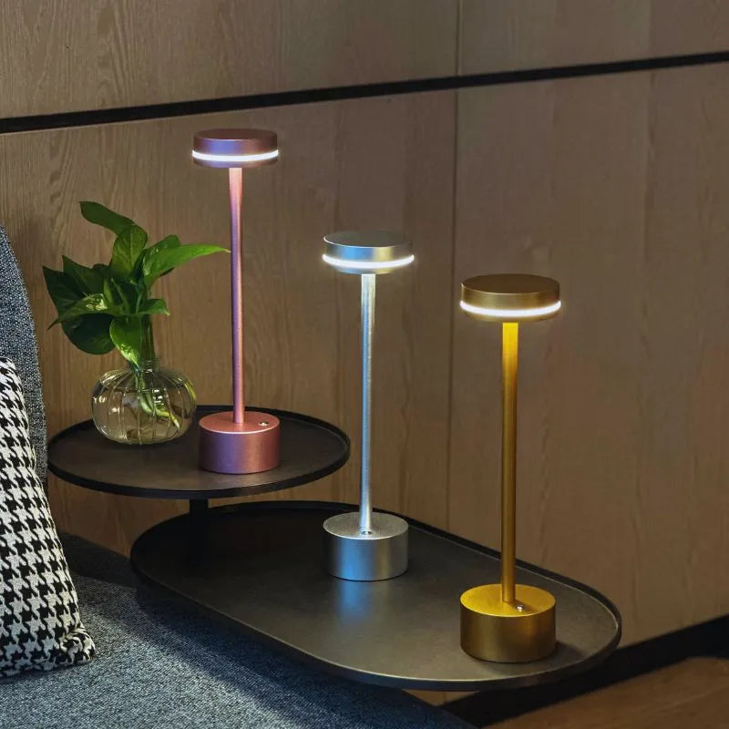 Rechargeable LED Table Lamp Aluminium 31 x 8 cm | 5 Colours, Touch Dimmable | 12-16 Hour Battery, USB Cordless