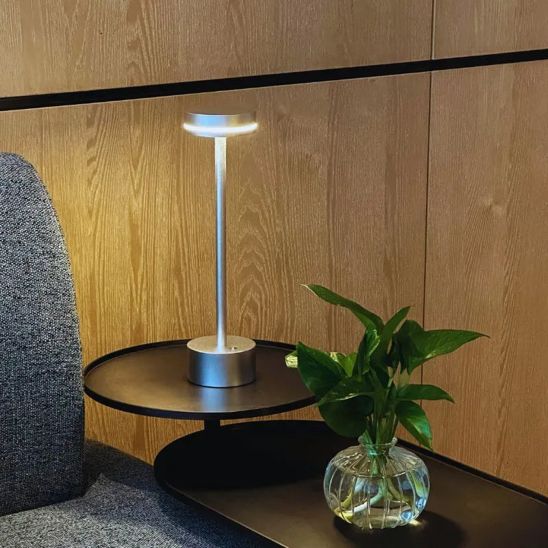 Rechargeable LED Table Lamp Aluminium 31 x 8 cm | 5 Colours, Touch Dimmable | 12-16 Hour Battery, USB Cordless