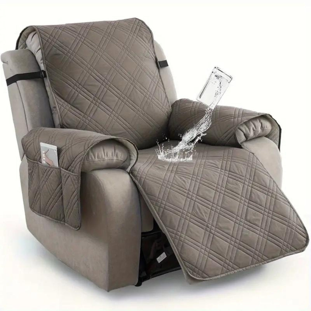 Recliner Chair Cover | Quilted Finish, Side Storage Pocket