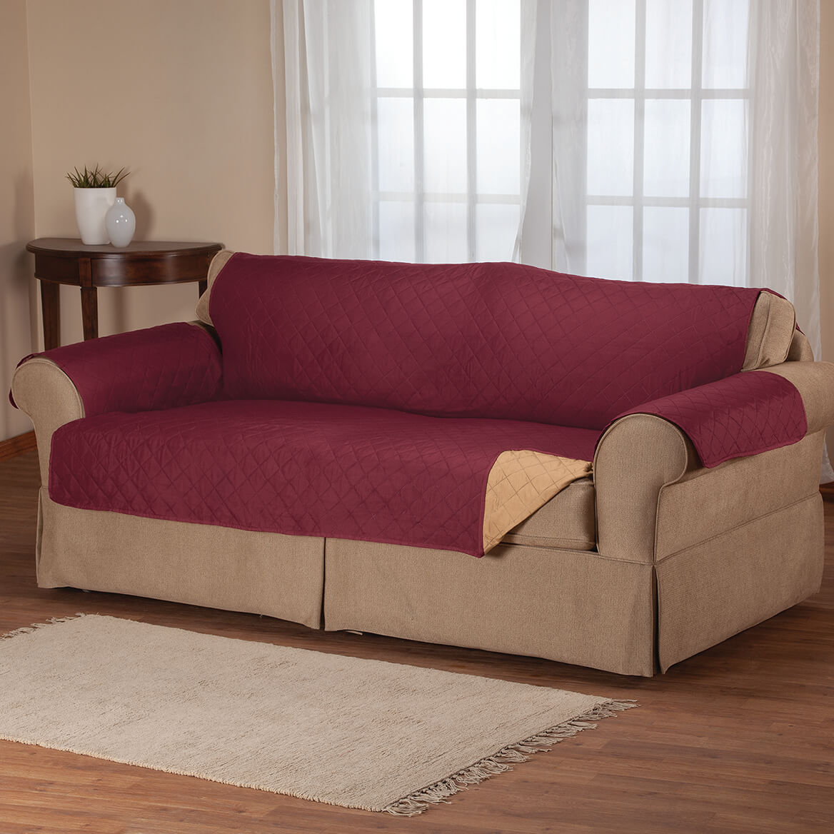 Reversible Sofa Cover Microfiber 198 cm Wide | Quilted, 2-Colour Design | Protects Against Spills, Stains and Wear