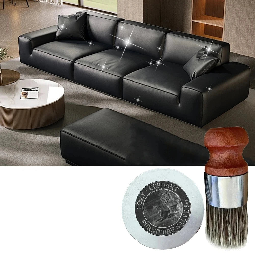 Revive & Shine Leather Salve | Wood & Leather Conditioning Wax with Brush