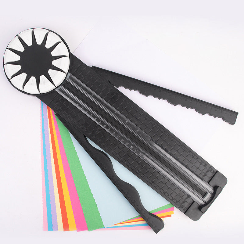 Rotary Paper Cutter 12-in-1 Cutting Heads, ABS Body | Pink or Black | Straight, Wavy, Perforated and Zigzag Edges
