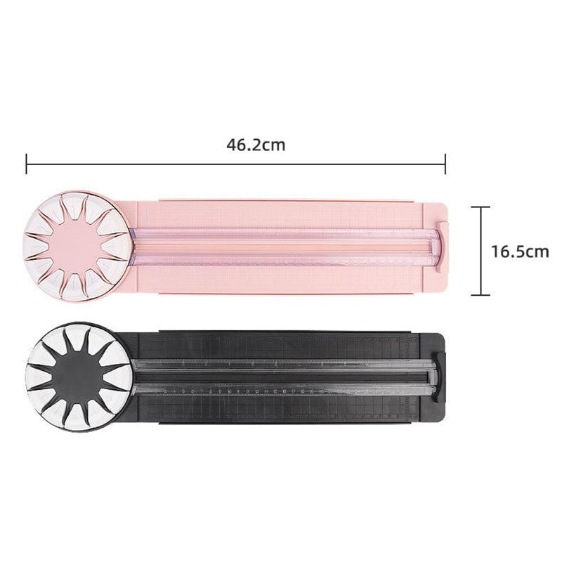 Rotary Paper Cutter 12-in-1 Cutting Heads, ABS Body | Pink or Black | Straight, Wavy, Perforated and Zigzag Edges