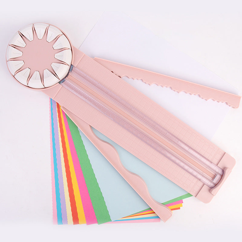 Rotary Paper Cutter 12-in-1 Cutting Heads, ABS Body | Pink or Black | Straight, Wavy, Perforated and Zigzag Edges