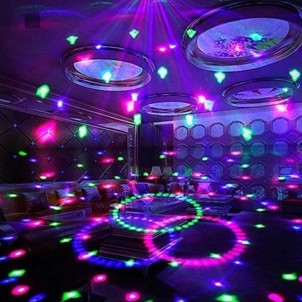 Rotating LED Disco Light Bulb Party Decoration | 6 RGB LED Beads, E26/E27 Base, 180° Beam | Multicolour Rotating Strobe Effect