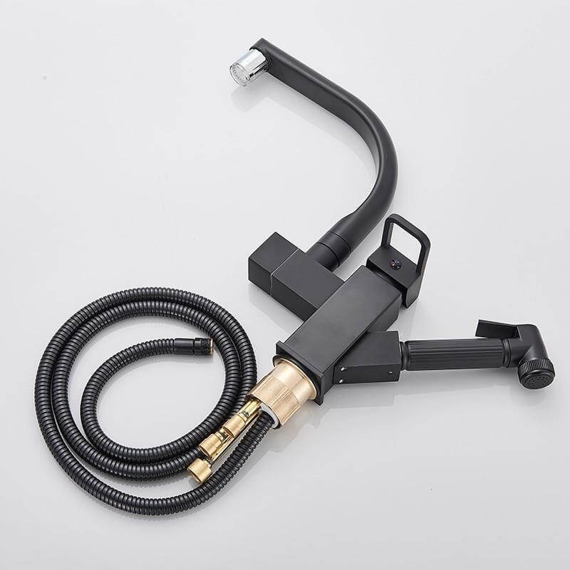 Rotating Sink Faucet 360 Swivel Brass Ceramic Valve with Pull-Out Sprayer