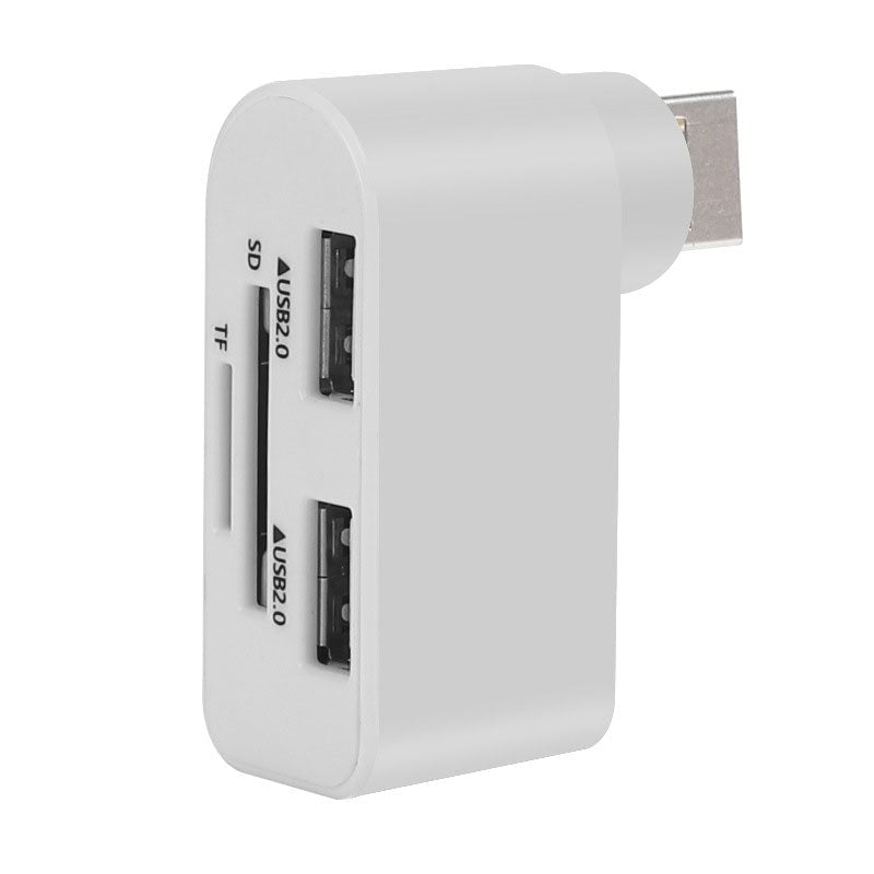 Rotating USB Hub 4-in-1 Portable Compact ABS with SD/MicroSD Card Reader