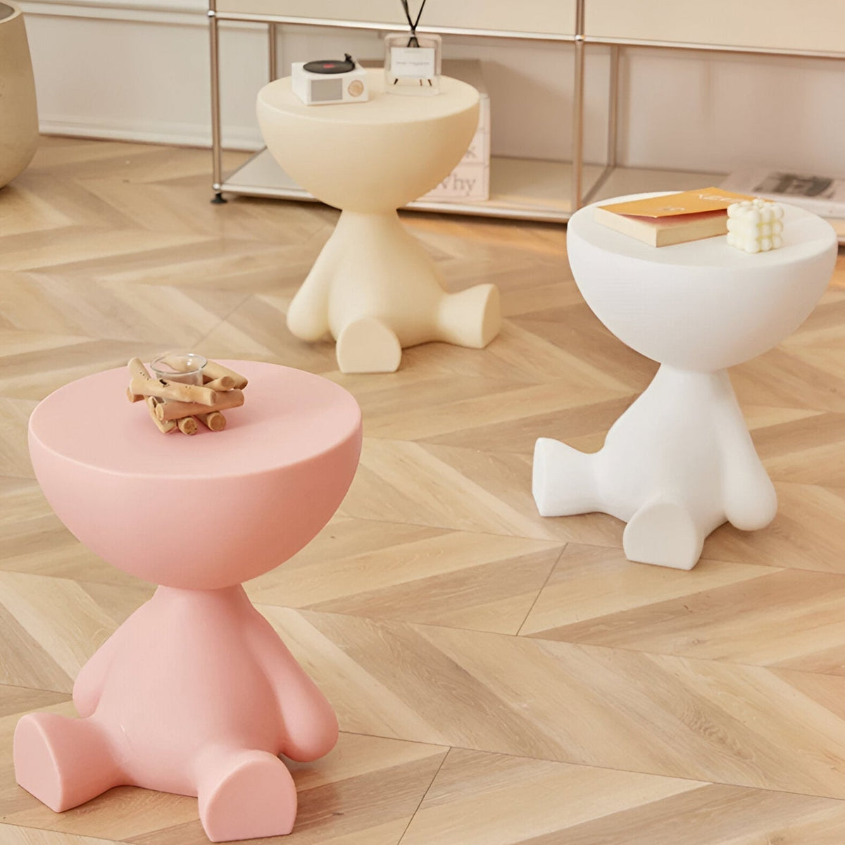 Round Coffee Table | Sculptural Figure Side Table with Round Top