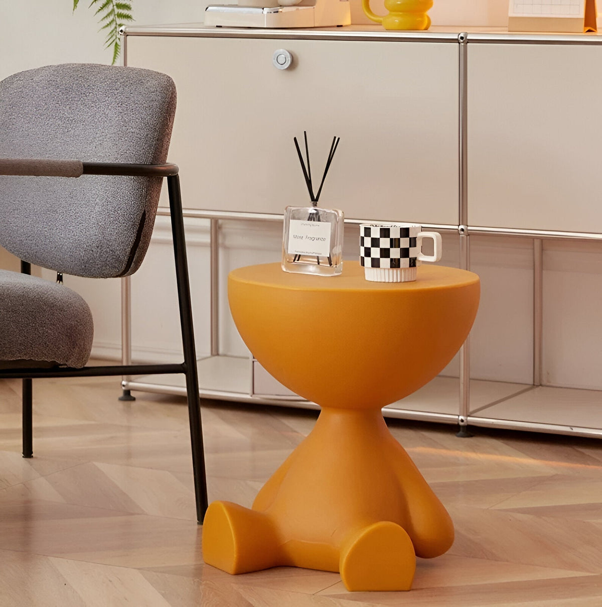 Round Coffee Table | Sculptural Figure Side Table with Round Top