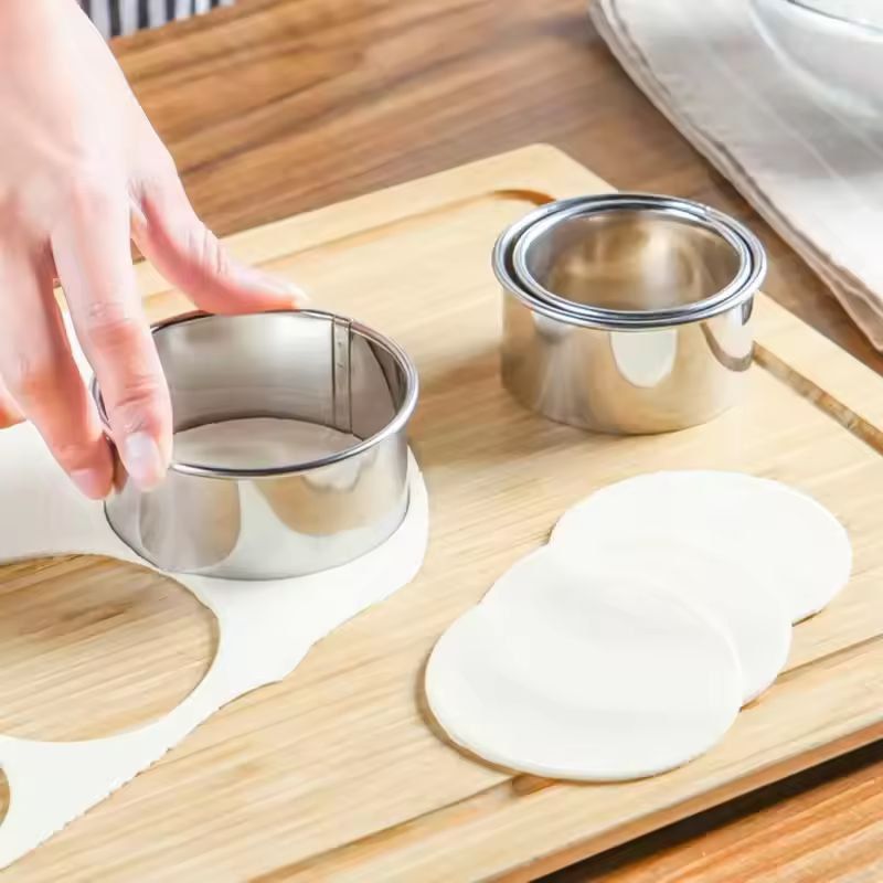 Round Cookie Cutter Set Stainless Steel | 3 Sizes with Rolled Edges | Dishwasher-Safe for Dough, Pastry & Ravioli