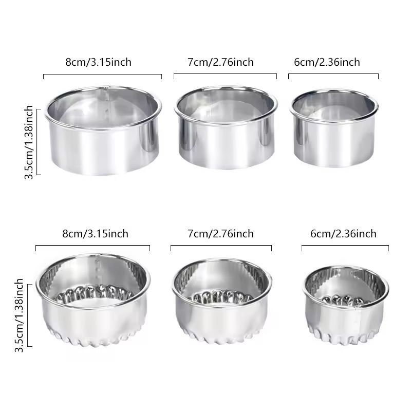 Round Cookie Cutter Set Stainless Steel | 3 Sizes with Rolled Edges | Dishwasher-Safe for Dough, Pastry & Ravioli