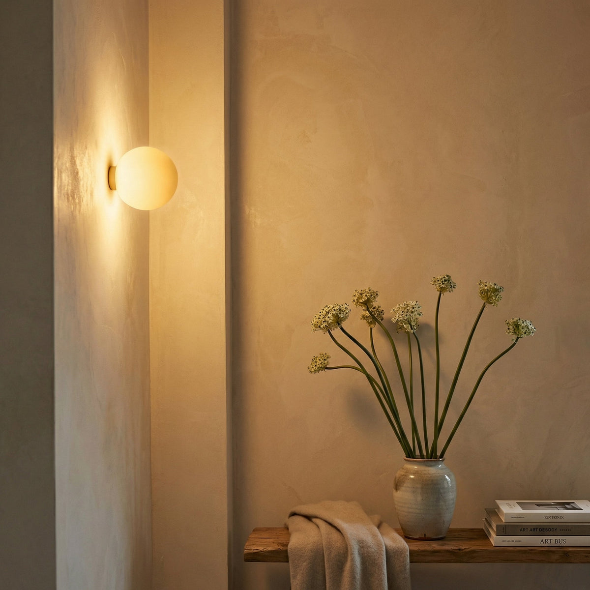 Round Frosted Glass Wall Light | Integrated LED, 3 Colour Temperatures | Even Glow for Hallway, Bedroom & Bathroom