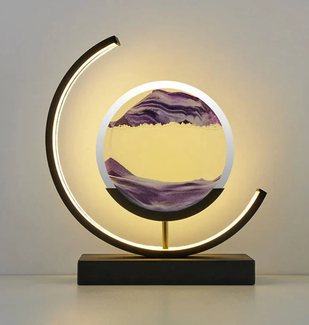 Sand Art Lamp ABS & Glass Frame | Rotating Flowing Sand Patterns | USB-Powered LED Ambient Night Light for Desk & Home