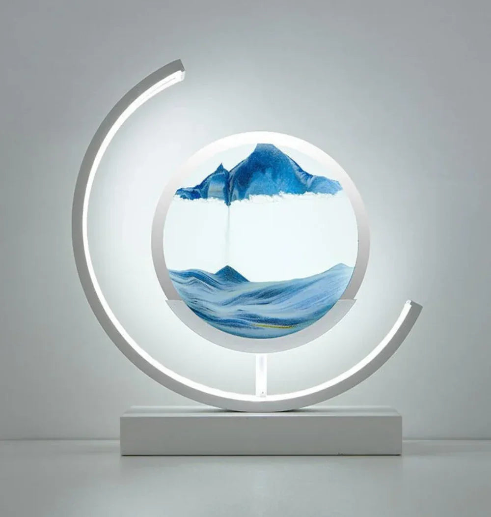 Sand Art Lamp ABS & Glass Frame | Rotating Flowing Sand Patterns | USB-Powered LED Ambient Night Light for Desk & Home