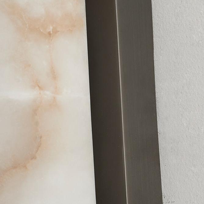 Sconce Lamp Marble-Effect Resin Minimalist LED with Copper-Toned Accents