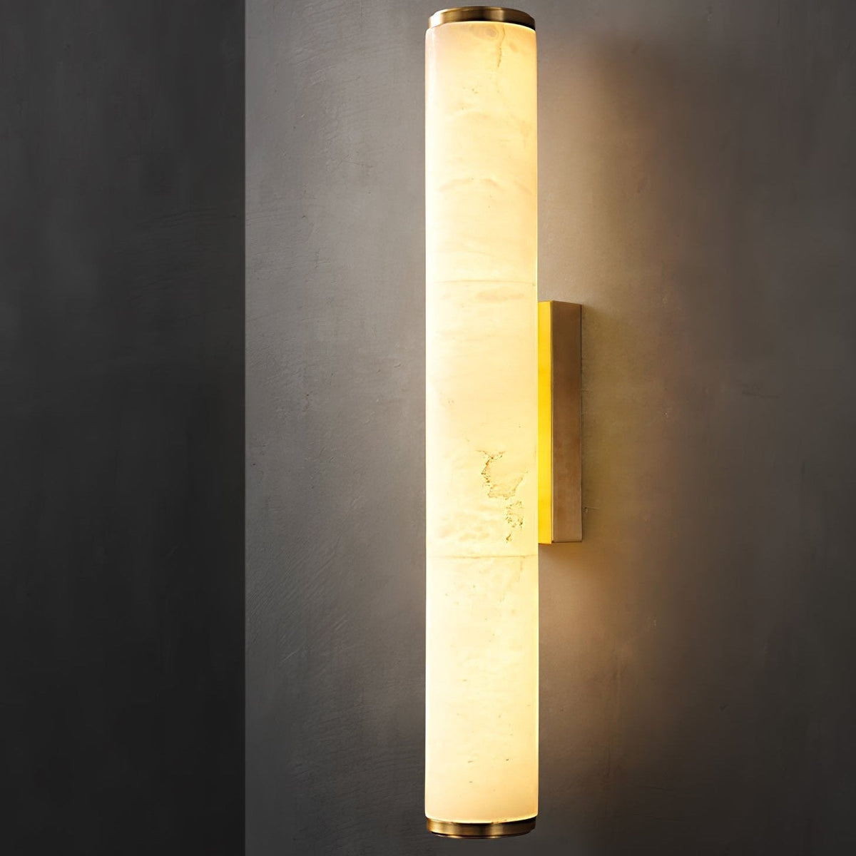 Sconce Lamp Marble-Effect Resin Minimalist LED with Copper-Toned Accents