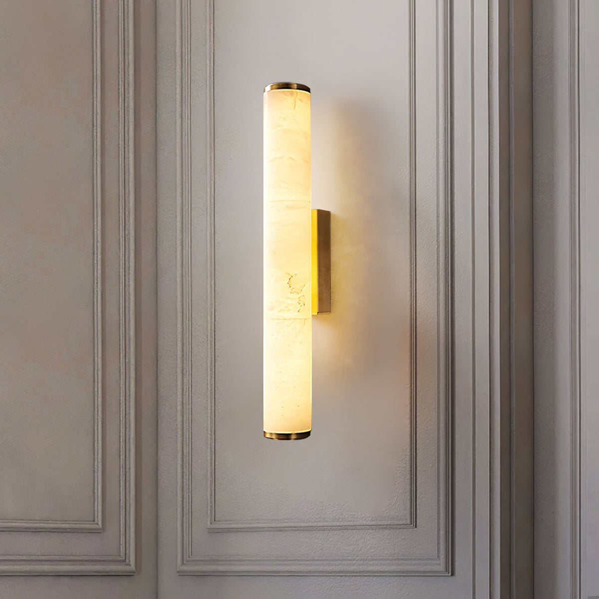 Sconce Lamp Marble-Effect Resin Minimalist LED with Copper-Toned Accents